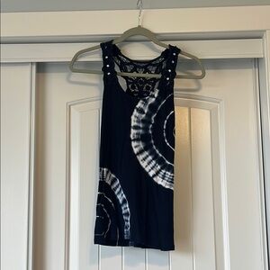 Black Tie-Dye Sleeveless Top